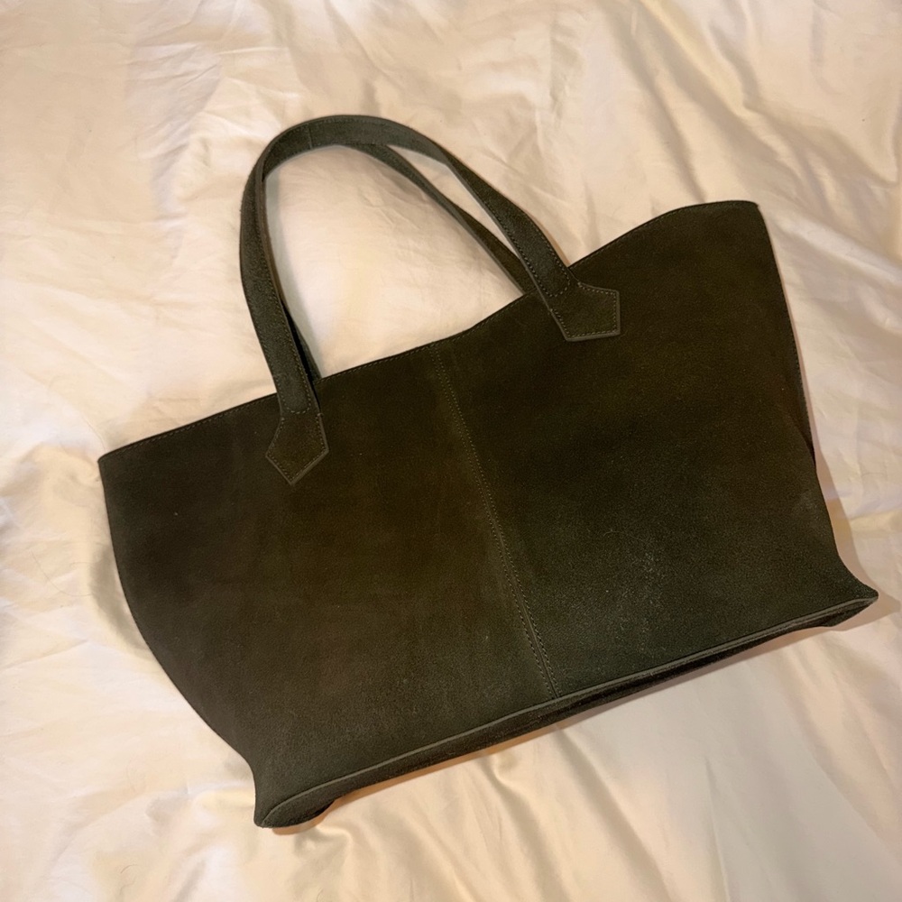 Free People Avery East West Olive Green Suede Shoulder Bag - Picture 3 of 6